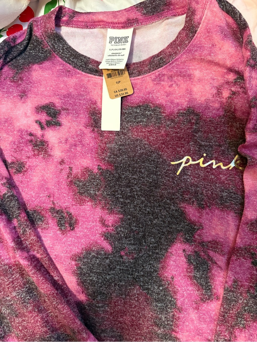 Nwt PINK Tie Dye Long Sleeved Tee - Picture 2 of 2